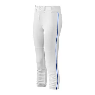 Spodnie damskie - Mizuno Damskie spodnie z prążkowanymi nogawkami (białe/królewskie, średni) - grafika 1