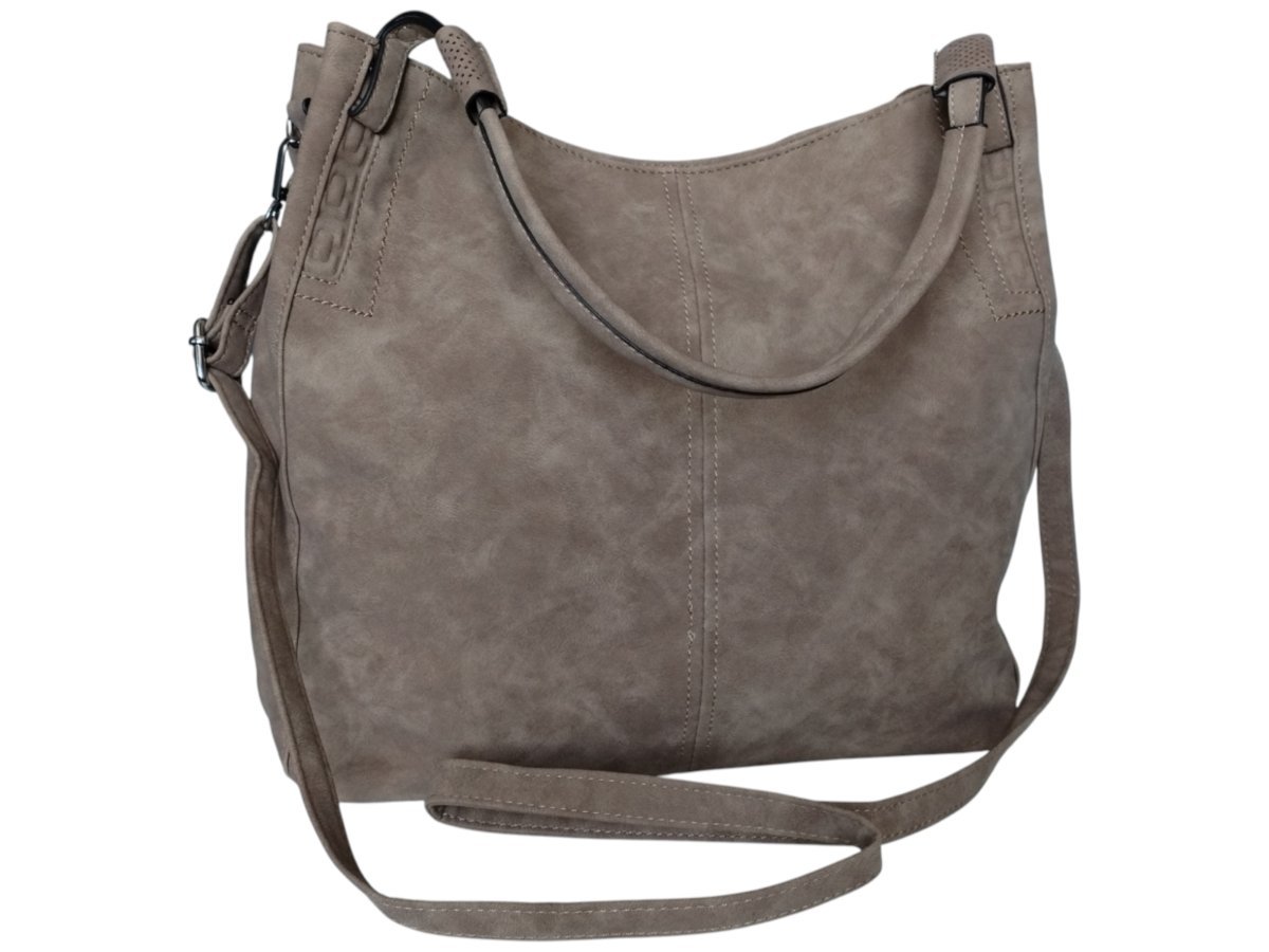 Torebka Damska Zamszowa, Modna Miejska Torba Shopper Na Ramię, Beżowy