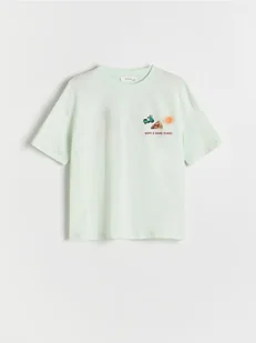 Reserved - Bawełniany t-shirt z nadrukiem - jasnozielony - Koszulki dla chłopców - miniaturka - grafika 1