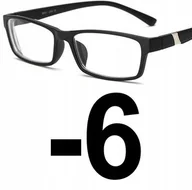 Okulary korekcyjne, oprawki, szkła - Okulary korekcyjne kujonki minusy czarne -6 - miniaturka - grafika 1