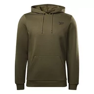 Bluzy męskie - Reebok Męska bluza z kapturem z logo po lewej stronie, zieleń wojskowa, S, Zielony wojskowy, S - miniaturka - grafika 1
