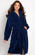 Szlafroki damskie - Elegancki szlafrok damski ciepły Josephine Long, Kolor granatowy, Rozmiar 3XL, Momenti per me - Intymna - miniaturka - grafika 1