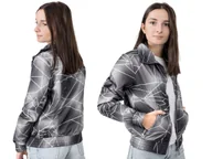 Kurtki damskie - Cienka Kurtka Damska Wiatrówka 1504A r L szary - miniaturka - grafika 1