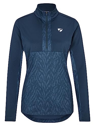 Ziener Damska bluza narciarska JAPRA, bluza narciarska, koszulka funkcyjna, ciepła, elastyczna, bez PFC, nadruk w kolorze granatowym, 44