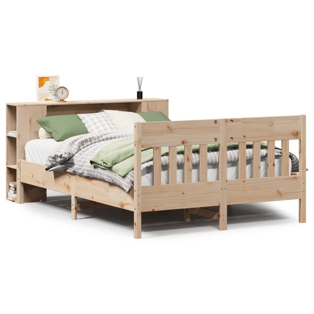vidaXL Łóżko z litego drewna z półką bez materaca 150x200 cm sosna