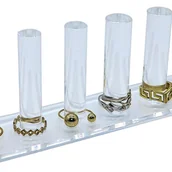 Biżuteria - akcesoria - 6-prętowy, przezroczysty stojak na biżuterię z akrylu do pokoju dziewczynki, mały cylinder do przechowywania kilku damskich pierścionków - miniaturka - grafika 1