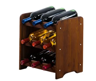 Drewniany regał stojak na wino - RW31 na 9 butelek Brązowy Drewno sosnowe / Wamar-Sosenka - Stojaki na wino - miniaturka - grafika 1