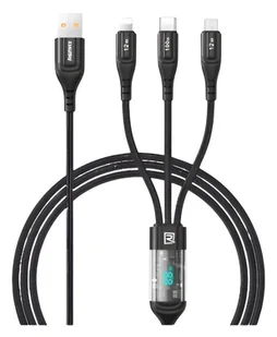 KABEL REMAX 3w1 do iPhone/Androida USB-C/Lightning/micro-USB 100W EKRAN LED - Kable USB - miniaturka - grafika 1