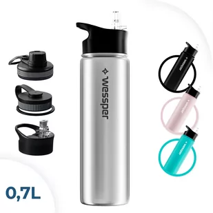 Wessper Activemax Steeline Butelka Termiczna, Termos 0,7L W Kolorze Stalowym - Termosy - miniaturka - grafika 1
