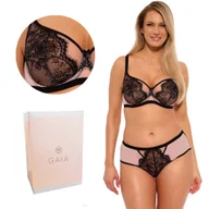 Biustonosze - Biustonosz balkonetka z koronką GAIA Soft Frida 1274 miękki czarny różowy  65G - miniaturka - grafika 1