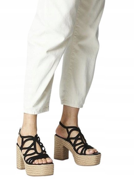 Tamaris Czarne Espadryle Damskie Na Platformie 39 J1A