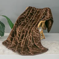 Koce - Koc akrylowy 80x160 cm brązowy z tłoczeniem, antialergiczny, komfortowy i trwały - miniaturka - grafika 1