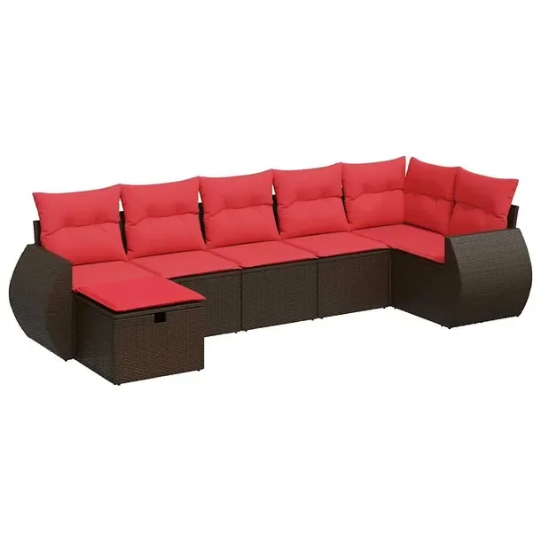 Zestaw Wypoczynkowy Rattan PE z Schowkiem, Brązowy, 55x62x69 cm