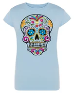 Koszulki i topy damskie - T-Shirt damski kolorowy nadruk CZASZKA r.XXL - miniaturka - grafika 1