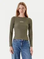 Bluzki damskie - Guess Jeans Bluzka W5YP38 KA0H1 Khaki Slim Fit - miniaturka - grafika 1