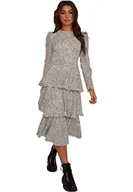 Sukienki - Chi Chi London Damska sukienka midi z długim rękawem z nadrukiem punktowym w kolorze białym, na co dzień, biały, 42 - miniaturka - grafika 1