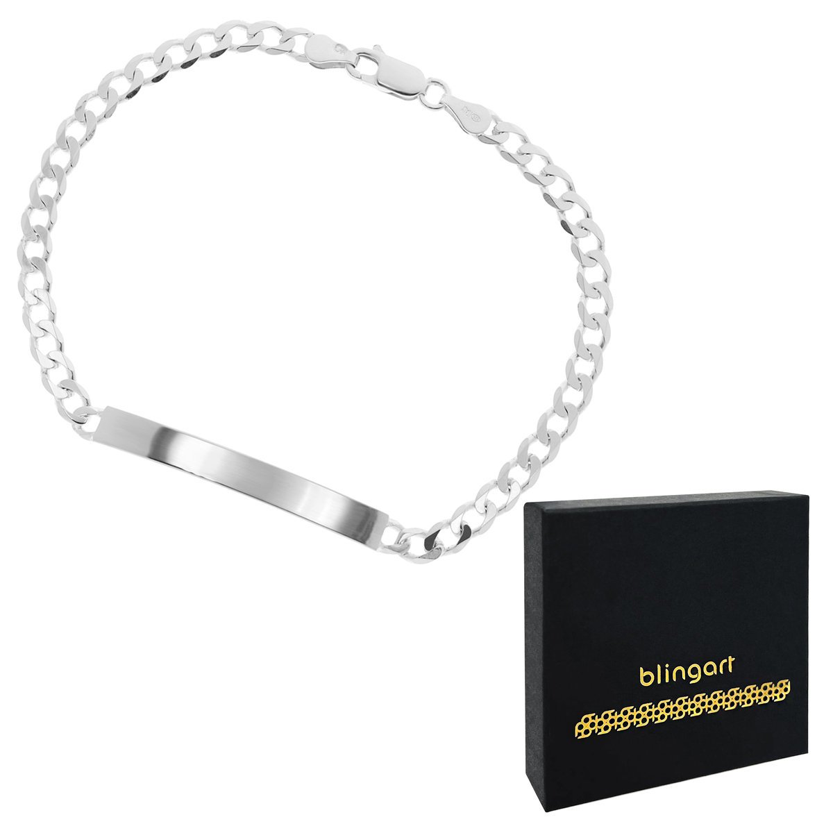 Bransoletka męska srebrna z GRAWEREM PANCERKA blas