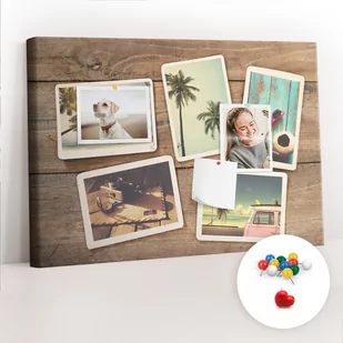 Szkolna Tablica korkowa 60x40 cm, Kolorowe Pinezki, wzór Zdjęcia polaroidowe - Tablice i flipcharty - miniaturka - grafika 1