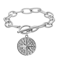 Bransoletki - Bransoletka gruby łańcuch z kompasem różą wiatrów - Manoki - miniaturka - grafika 1
