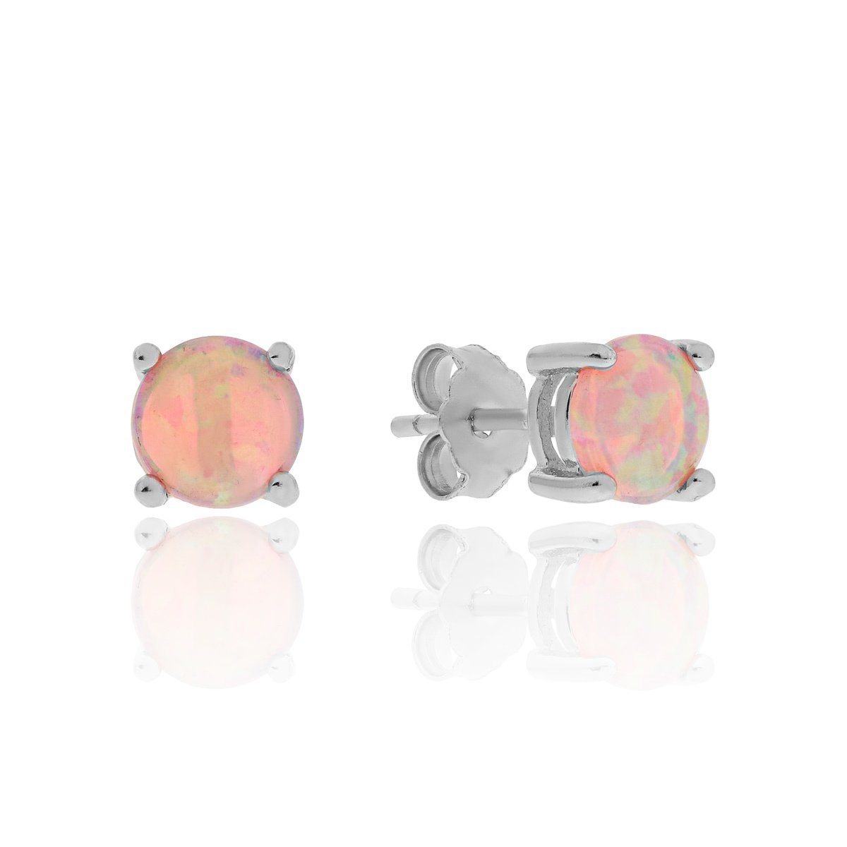 Srebrne kolczyki opalizujące różowe kółeczka sztyfty pr. 925