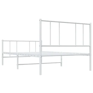 Metalowa rama łóżka z wezgłowiem i zanóżkiem, biała, 90x190 cm Lumarko! - Łóżka - miniaturka - grafika 9