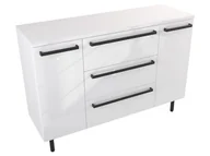 Szafki łazienkowe - Szafka Stojąca Z Blatem ATH 120 cm KD - Biały Wysoki Połysk - Uchwyty Czarne Matowe - miniaturka - grafika 1