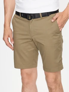 Calvin Klein Szorty materiałowe Modern Twill K10K111788 Zielony Slim Fit - Spodenki męskie - miniaturka - grafika 1
