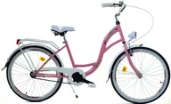 Rowery - Dallas Bike City Junior 1Spd 24 cale Różowy z białym - miniaturka - grafika 1