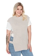 Swetry damskie - Trendyol Damski sweter z wysokim dekoltem, gładki luźny sweter plus size, kamień, XL, KAMIEŃ, XL - miniaturka - grafika 1