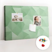 Tablice i flipcharty - Szkolna Tablica korkowa 60x40 cm, Kolorowe Pinezki, wzór Trójkąty abstrakcja - miniaturka - grafika 1