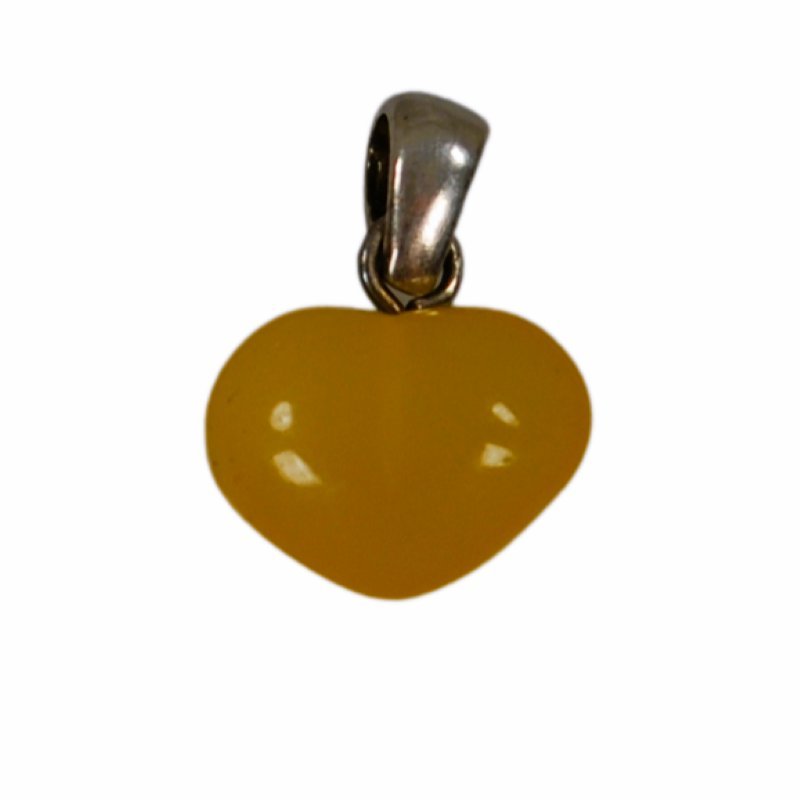 Wisiorek serduszko z mlecznego bursztynu