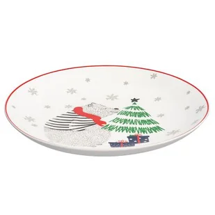 Talerz deserowy Winter friends porcelanowy 21 cm niedźwiadek biały - Talerze - miniaturka - grafika 1