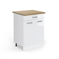 Szafki kuchenne - Vicco Szafka dolna do kuchni R-Line, Biały wysoki połysk, 60 cm z szufladą, BP Dąb - miniaturka - grafika 1