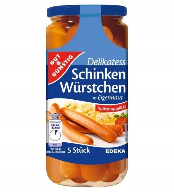 Kiełbaski z Szynki Bockwurst w Zalewie z Niemiec