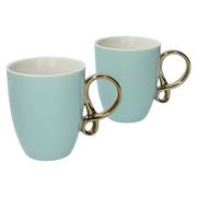 Kubki - Kubek porcelanowy do kawy herbaty zestaw 2 sztuki odcienie zieleni 370 ml Affek Design INFINITY GOLD - miniaturka - grafika 1