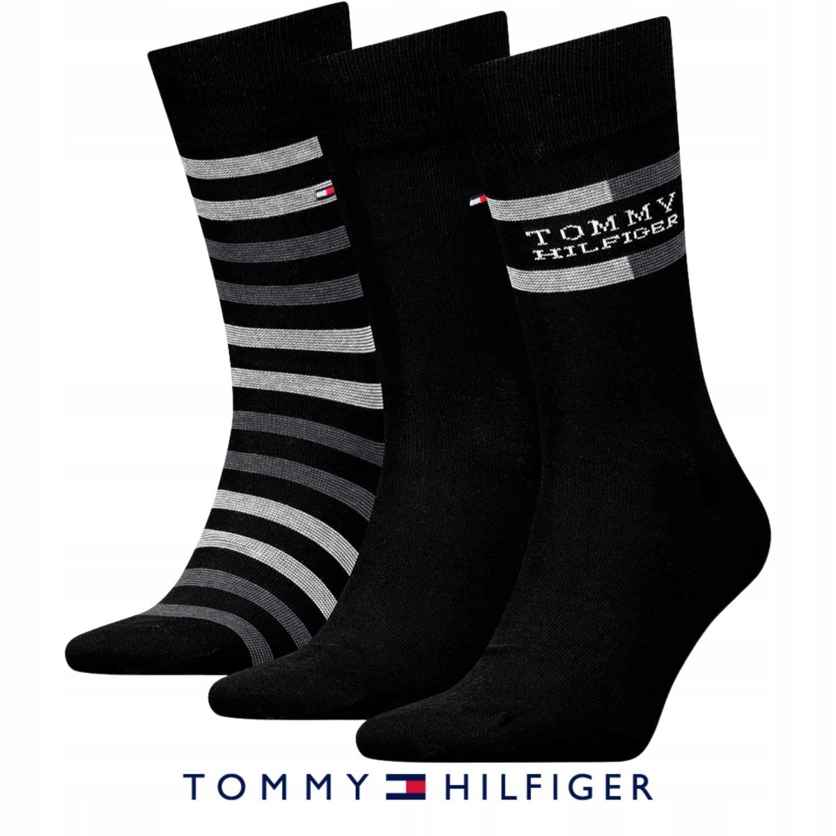 Tommy Hilfiger Skarpety Giftbox 3 Pary 43-46 Czarny Zestaw Prezentowy
