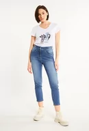 Spodnie damskie - Klasyczne jeansy z efektem sprania - Monnari - miniaturka - grafika 1