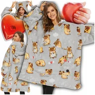 Bluzy damskie - KOC BLUZA KOCOBLUZA OVERSIZE GRUBA CIEPŁA MIĘKKA DŁUGA BLUZO KOC Z KAPTUREM - miniaturka - grafika 1