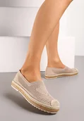 Espadryle damskie - Ciemnobeżowe Ażurowe Espadryle z Ozdobną Plecionką Hacros - miniaturka - grafika 1
