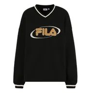 Bluzy damskie - Bluza damska Fila Haelen dresowa czarna z aplikacją-S - miniaturka - grafika 1