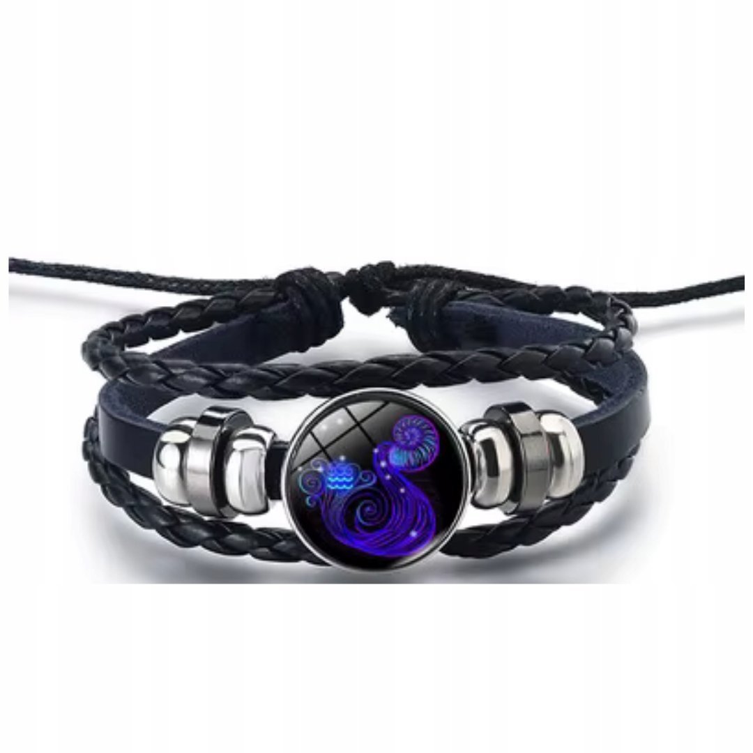 Zodiakalna Bransoletka Wodnik Pleciona Regulowana Biżuteria Unisex