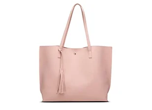 Dreubea Damska miękka torba na ramię ze sztucznej skóry, duża pojemność torebka z frędzlami, różowy, Rozmiar Uniwersalny - Torebki damskie - miniaturka - grafika 1