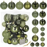 Bombki - Bombki choinkowe 33 szt. zawieszki na choinkę 8/6/4cm ozdoby świąteczne zielone - miniaturka - grafika 1