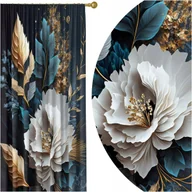 Zasłony - GOTOWE ZASŁONY NA ŻABKI TAŚMIE 140X250 ZASŁONA KWIATY 147 SKRÓCENIE W CENIE - miniaturka - grafika 1