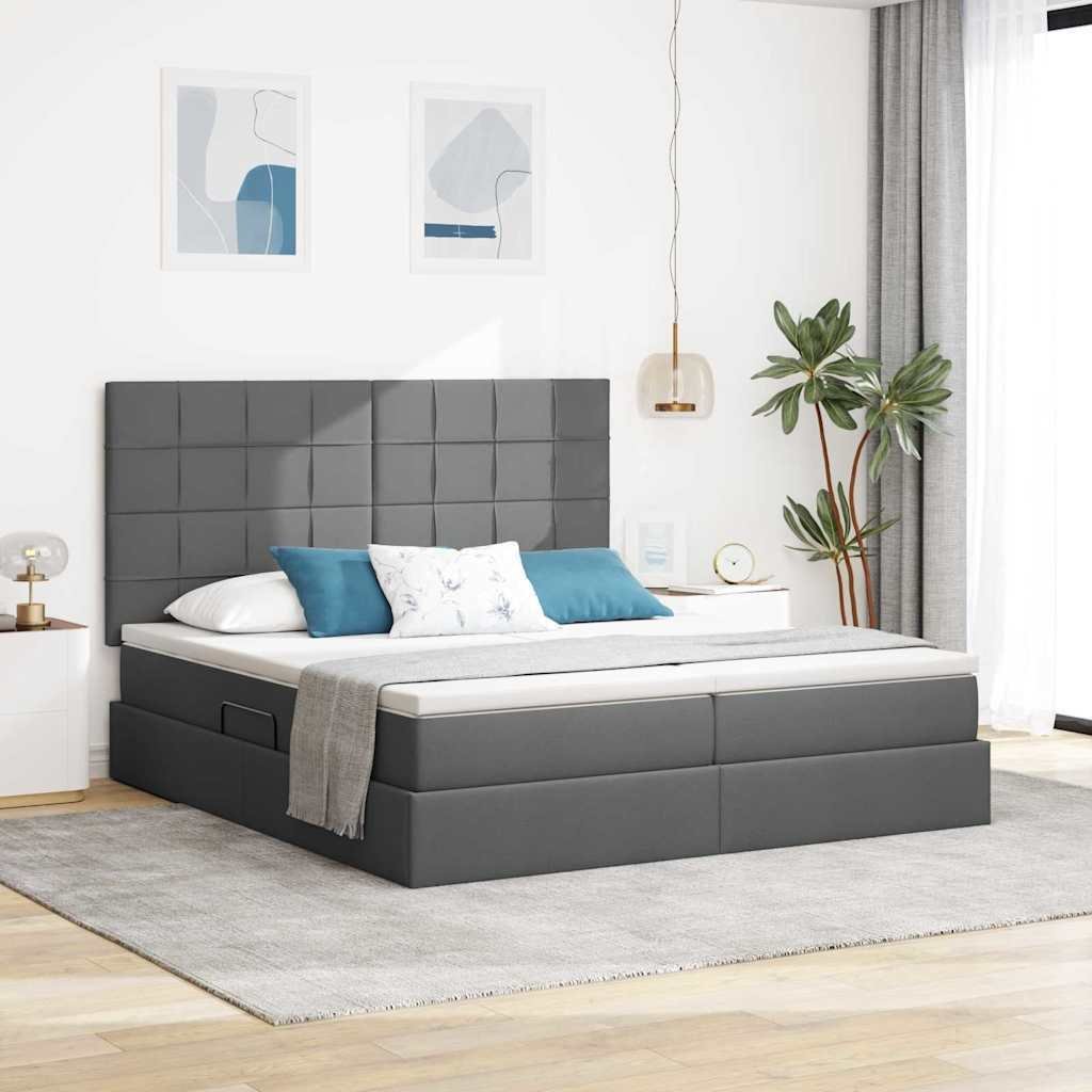 vidaXL Łóżko Ze LED Lights Ciemnoszary 200 x 200 cm tkanina