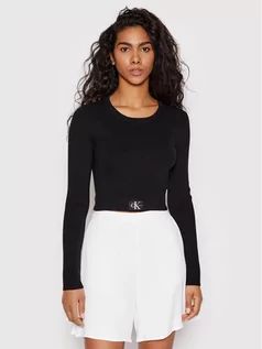 Swetry damskie - Calvin Klein Jeans Sweter J20J219156 Czarny Slim Fit - grafika 1