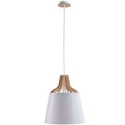 Lampy sufitowe - Keter Lighting Ivone lampa wisząca 1x60W biały/drewno 725 - miniaturka - grafika 1