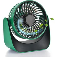 Wentylatory - Wentylator biurkowy, przenośny wentylator biurkowy, cichy wentylator, regulowany w zakresie 360°, odpowiedni do domu lub biura, w podróży, zielony - miniaturka - grafika 1
