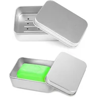 Mydelniczki i dozowniki mydła - (10 cm x 7 cm x 3,1 cm) 2-częściowa mydelniczka aluminiowa, mydelniczka z wyjmowanym ociekaczem, organizer na mydło do domu, mydelniczka do hoteli, a - miniaturka - grafika 1