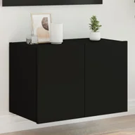 Szafki RTV - vidaXL Ścienna szafka TV z LED, czarna, 60x35x41 cm - miniaturka - grafika 1